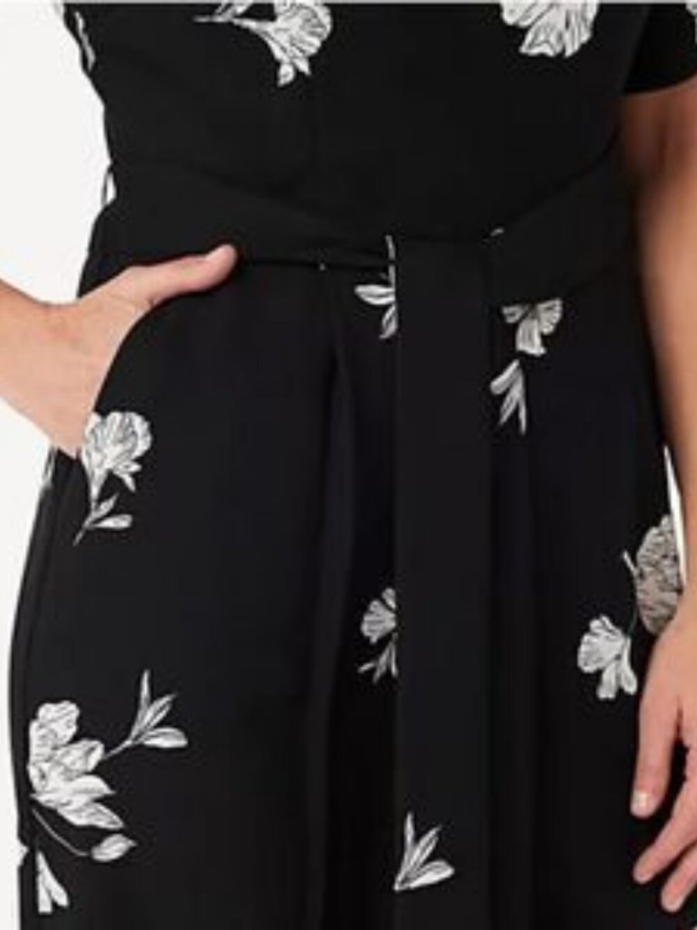 Vince Camuto Elbow-Sleeve Flower Printed Jumpsuit - Picture 3 of 5